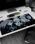 Anime mouse pad featuring Parasite team from Darling in the Franxx, 40x20 inches. Vivid colors highlight Zero Two and Hiro.