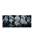 Anime mouse pad 28x12 inches featuring the Parasite team from Darling in the Franxx with vibrant blues and blacks.