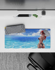 28x12 inches anime mouse pad in ocean-blue tones with sunlit water shimmer and relaxing seaside vibe.