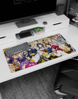 32x16 inches anime mouse pad showing uniformed classmates and apron-clad chefs crowding steaming plates.