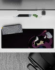 32x12 inches anime mouse pad in dark silky purples, moody and creepy, perfect for late-night gaming.