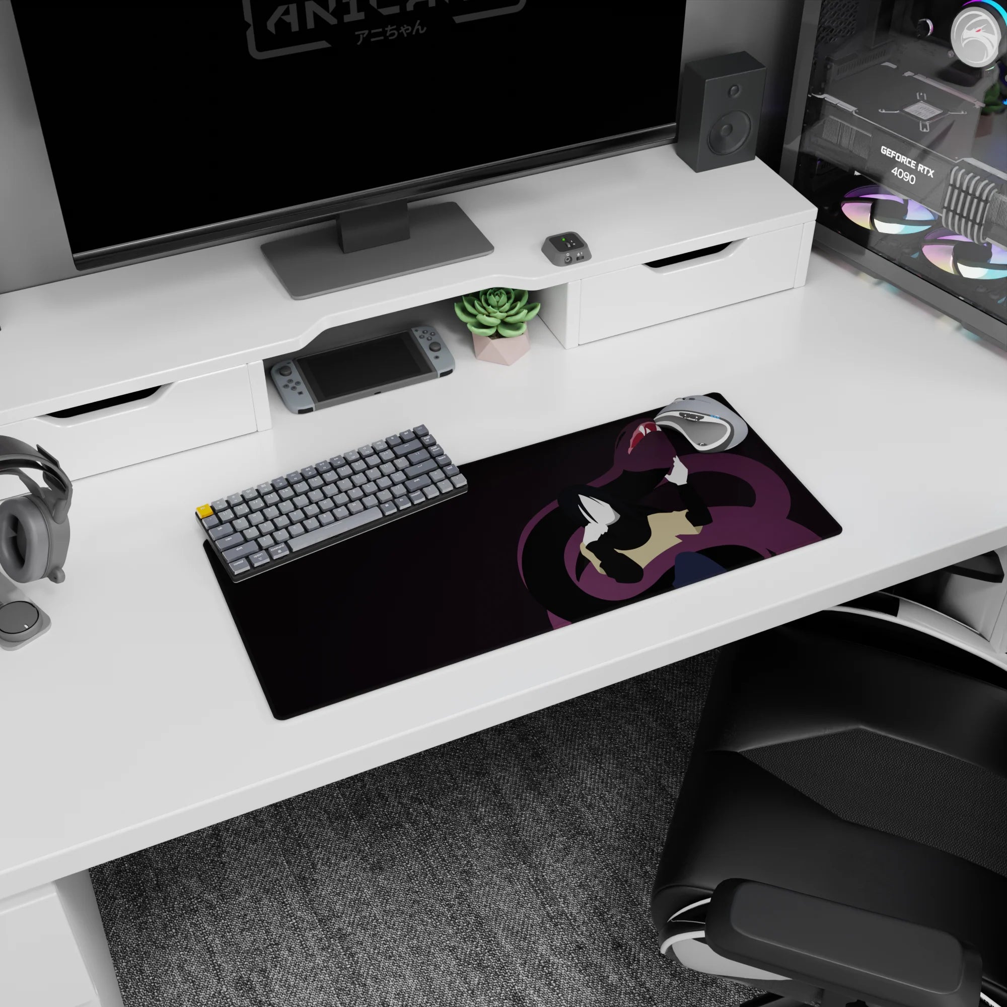 28x12 inches Naruto Orochimaru mouse pad featuring him calm in front, giant snake behind with bared fangs.