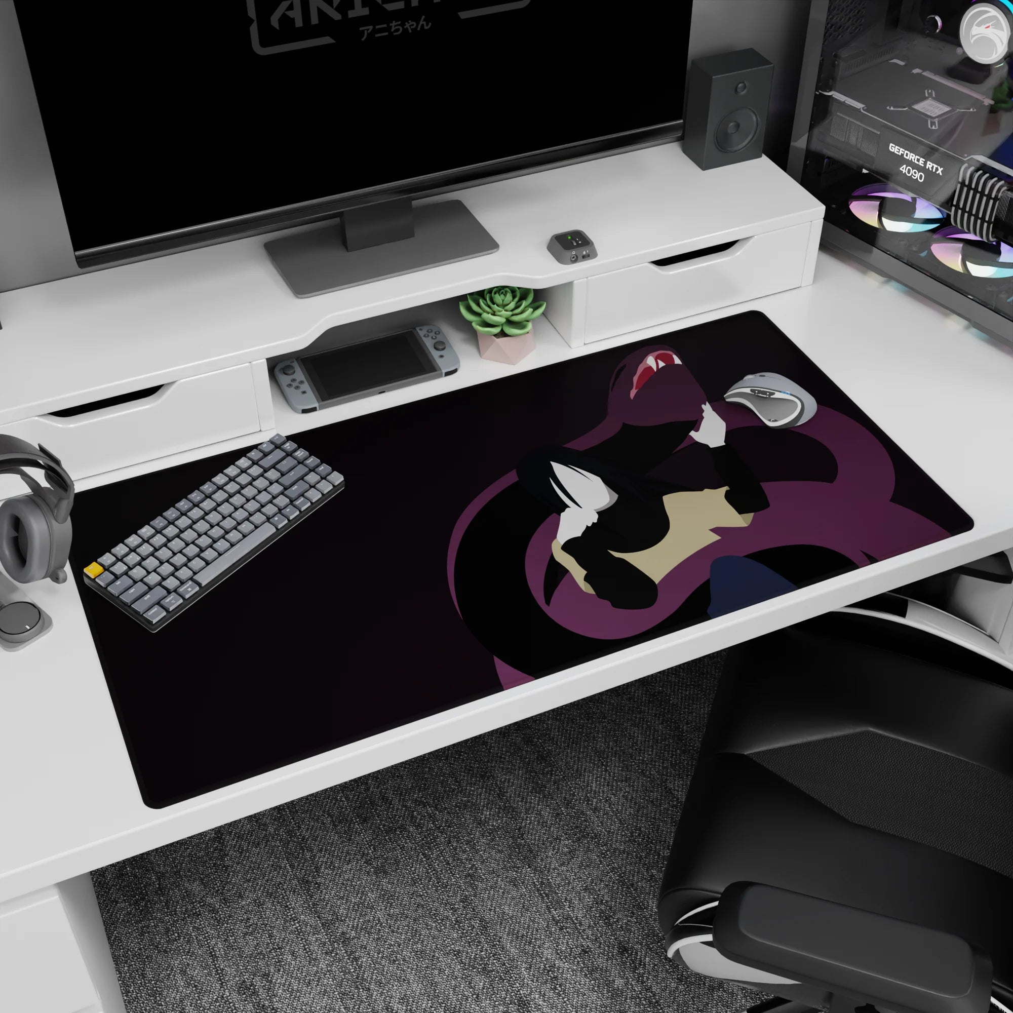 40x20 inches Naruto desk pad showing Orochimaru calm in front as a huge snake rears up behind him.