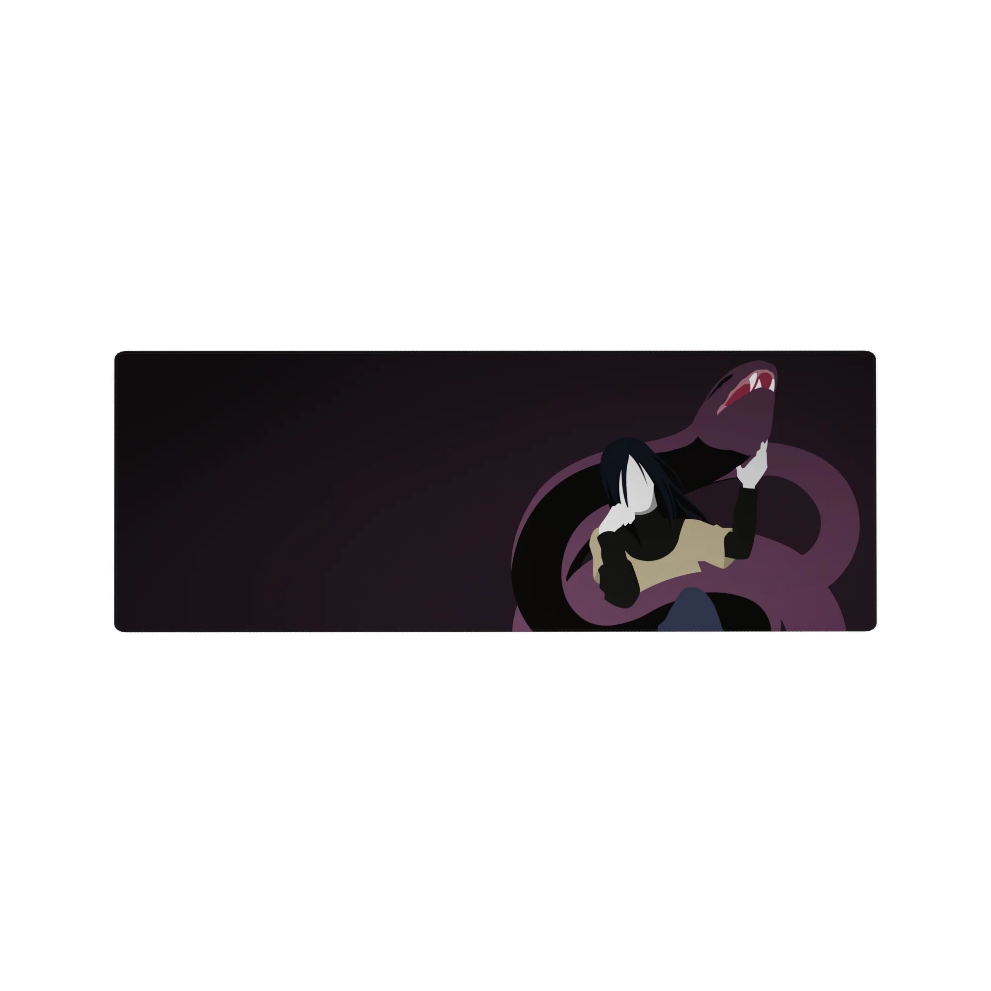 32x12 inches anime mouse pad with Orochimaru and a looming serpent in a sleek minimalist shadow style.