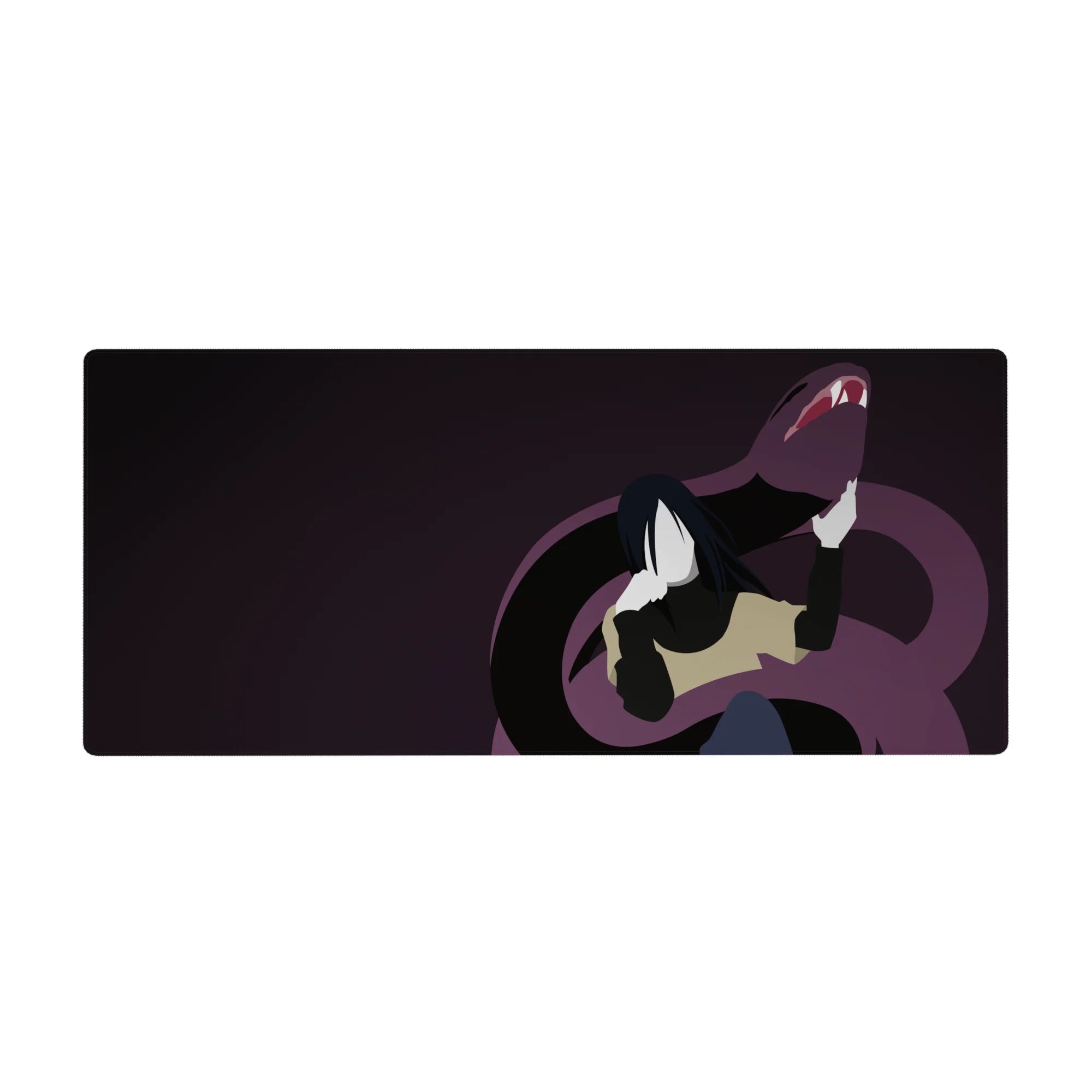 36x16 inches anime desk pad with Orochimaru and a giant serpent, sleek minimalist shadows design.