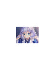 Classic anime girl mouse pad 14x10 inches with shy yukata look, sparkly bokeh and drifting petals.