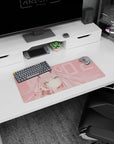 Anime mouse pad featuring Zero Two from Darling in the FranXX, size 28x12 inches, with pastel tones and a calm pose.