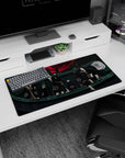 Itachi Uchiha and Akatsuki lineup under a giant red moon mouse pad 32x16 inches.