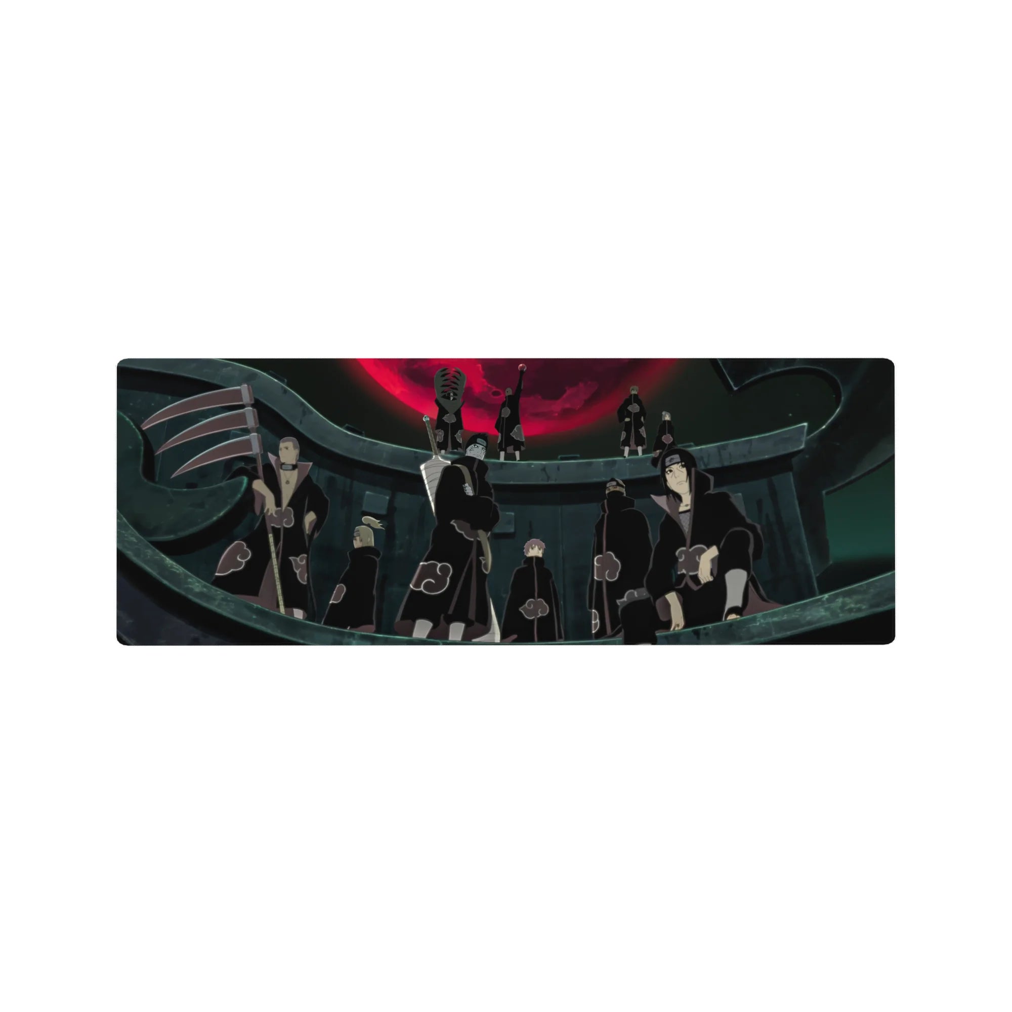 Naruto Shippuden Akatsuki desk mouse pad 32x12 inches with Itachi, Pain, Konan and red clouds.