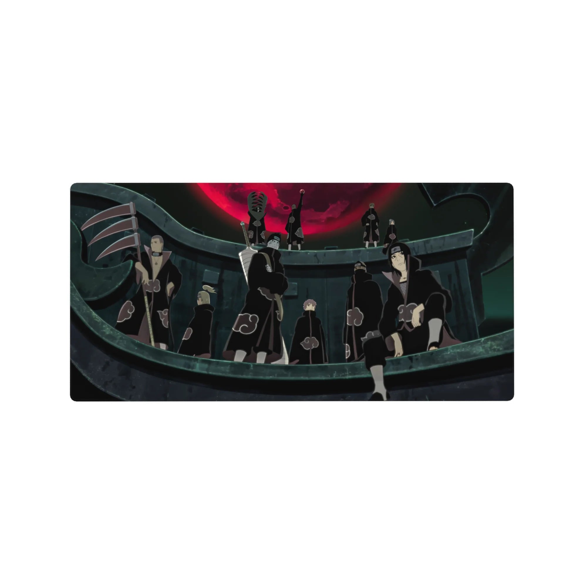 Naruto Shippuden Akatsuki desk mat mouse pad 32x16 inches with red clouds and crimson moon.