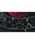 Naruto Shippuden Akatsuki group desk pad, 40x20 inches, red cloud cloaks under a crimson moon.