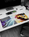 Sasuke Uchiha Susanoo battling Naruto in Kurama Mode on 36x16 inches anime desk pad.