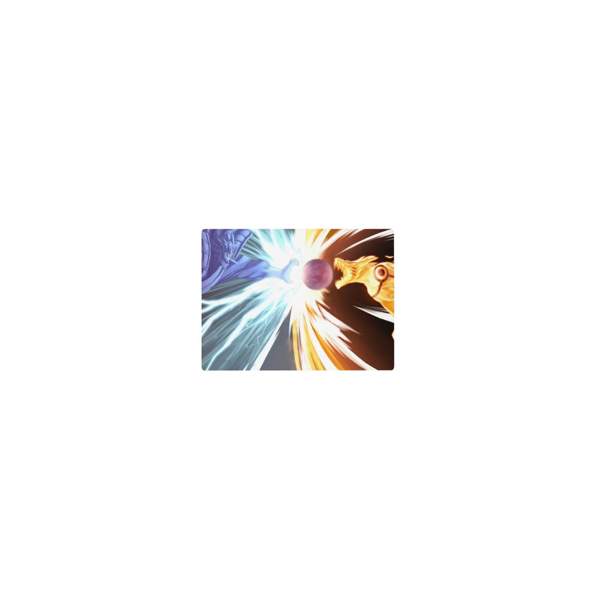 Classic anime mouse pad 14x10 inches featuring a dynamic clash around a glowing energy sphere.