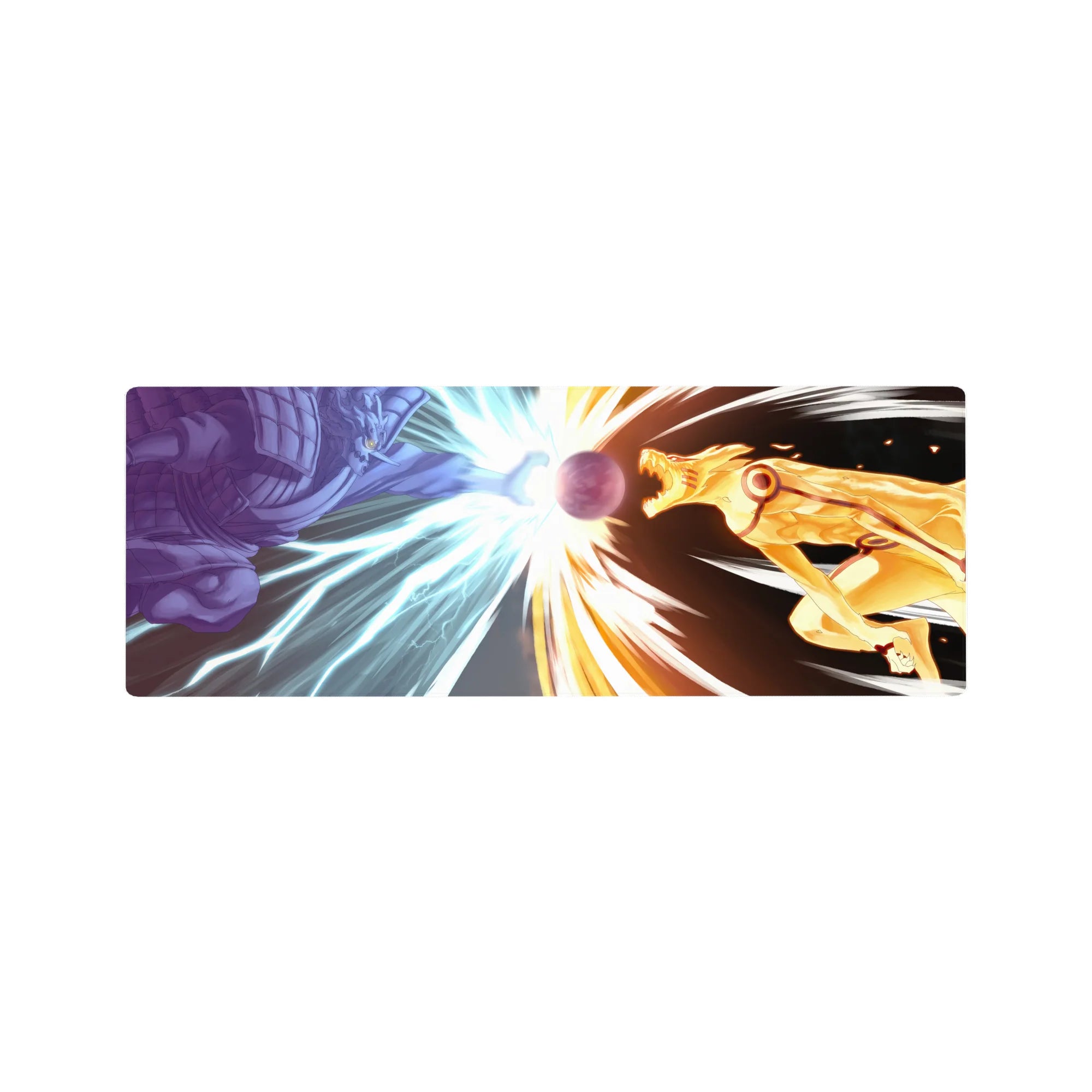 Naruto Shippuden clash anime mouse pad 32x12 inches with Susanoo vs Kurama Mode energy sphere.
