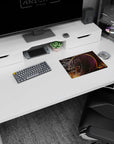 Anime mouse pad 14x10 inches featuring a mysterious silver-haired girl in profile, staring amber eyes.