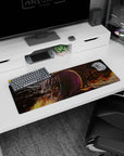 32x12 inches anime girl mouse pad showing a mysterious silver-haired girl in profile with glowing amber eyes.