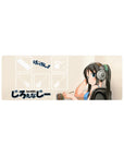 32x12 inches anime girl mouse pad with big-eyed girl in silver headphones, clean icons, studio desk vibe.