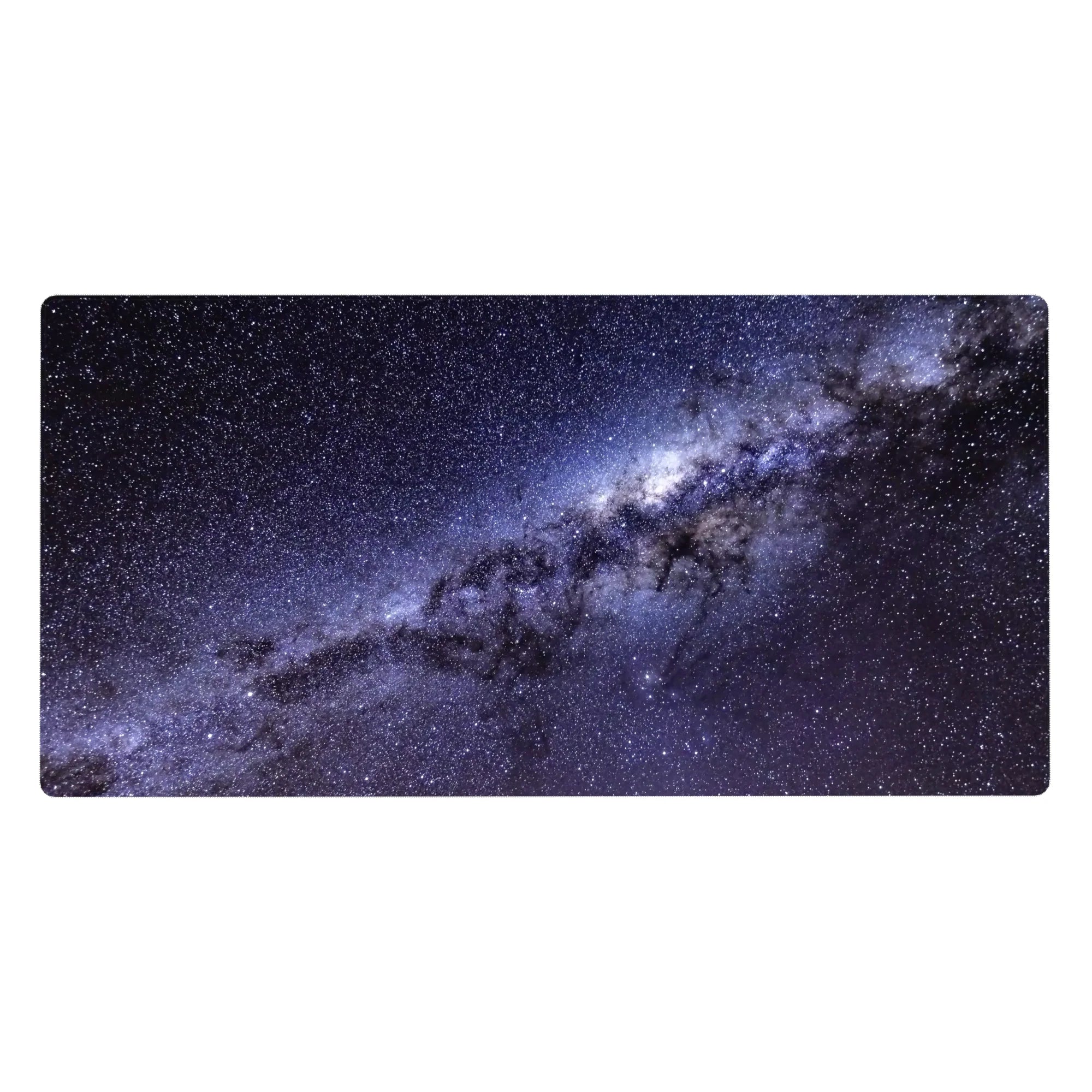 Milky Way ribbon star-speckled desk pad, extended 40x20 inches for gaming and office use.