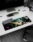 32x12 inches Urusei Yatsura Lum mouse pad, sea-green hair flowing, tiger-stripe bikini and boots, planets.