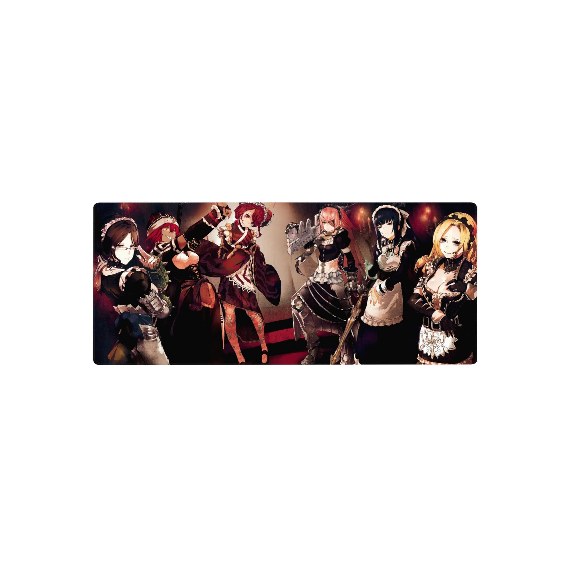 Anime mouse pad 28x12 inches featuring Pleiades combat maids from Overlord, showcasing a mix of elegance and fierce style.