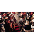 Overlord Pleiades combat maids 40x20 inch anime desk pad, featuring a mix of elegance and berserk energy in muted reds.