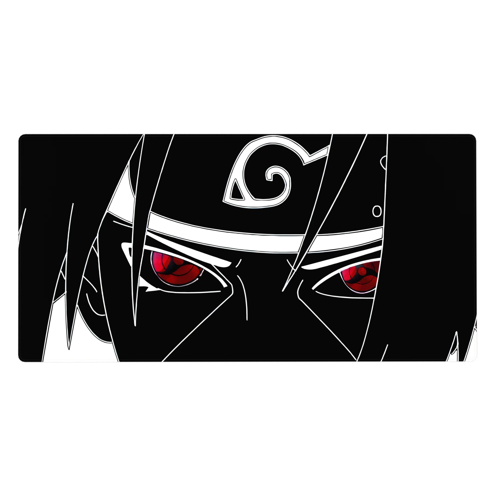 40x20 inches anime desk pad with clean black-and-white line art and iconic Leaf headband symbol.