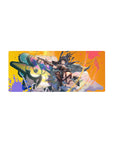 28x12 inches anime girl mouse pad with goggle-wearing heroine, twin pistols, and graffiti splash backdrop.
