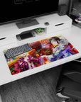 Love Live! Sunshine!! Mari Ohara and Dia Kurosawa anime girl mouse pad 32x16 inches by lanterns and petals.