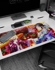 40x20 inches Love Live! Sunshine!! desk pad featuring Mari Ohara and Dia Kurosawa smiling at a festival.