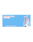 28x12 inches anime girl mouse pad with sky-blue backdrop, pastel lettering, and PEKO PEKO pattern.