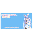 32x16 inches anime girl mouse pad with sky-blue background, pastel lettering, and PEKO PEKO pattern.