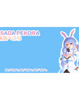 40x20 inches anime girl desk pad with sky-blue pastel lettering, bunny ears, carrot charms, PEKO PEKO pattern.