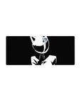 28x12 inches anime girl mouse pad with glossy cat-ear helmet, blue emblem, sleek street-racer jacket art.