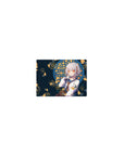 Classic anime girl mouse pad 14x10 inches with silver-haired heroine, koi fish, and blue lattice window art.