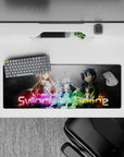 Sword Art Online mouse pad 32x12 inches featuring vibrant colors with iconic characters in reds, greens, purples, and gold.
