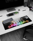 Sword Art Online anime mouse pad, 32x12 inches, featuring vibrant colors and iconic characters in a dynamic digital explosion.
