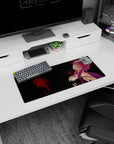 28x12 inches Yuno Gasai Future Diary mouse pad, sweet-danger smile staring up with glowing red eyes.
