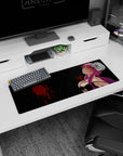 32x12 inches Yuno Gasai Future Diary mouse pad, smiling up with red eyes on a dark backdrop.