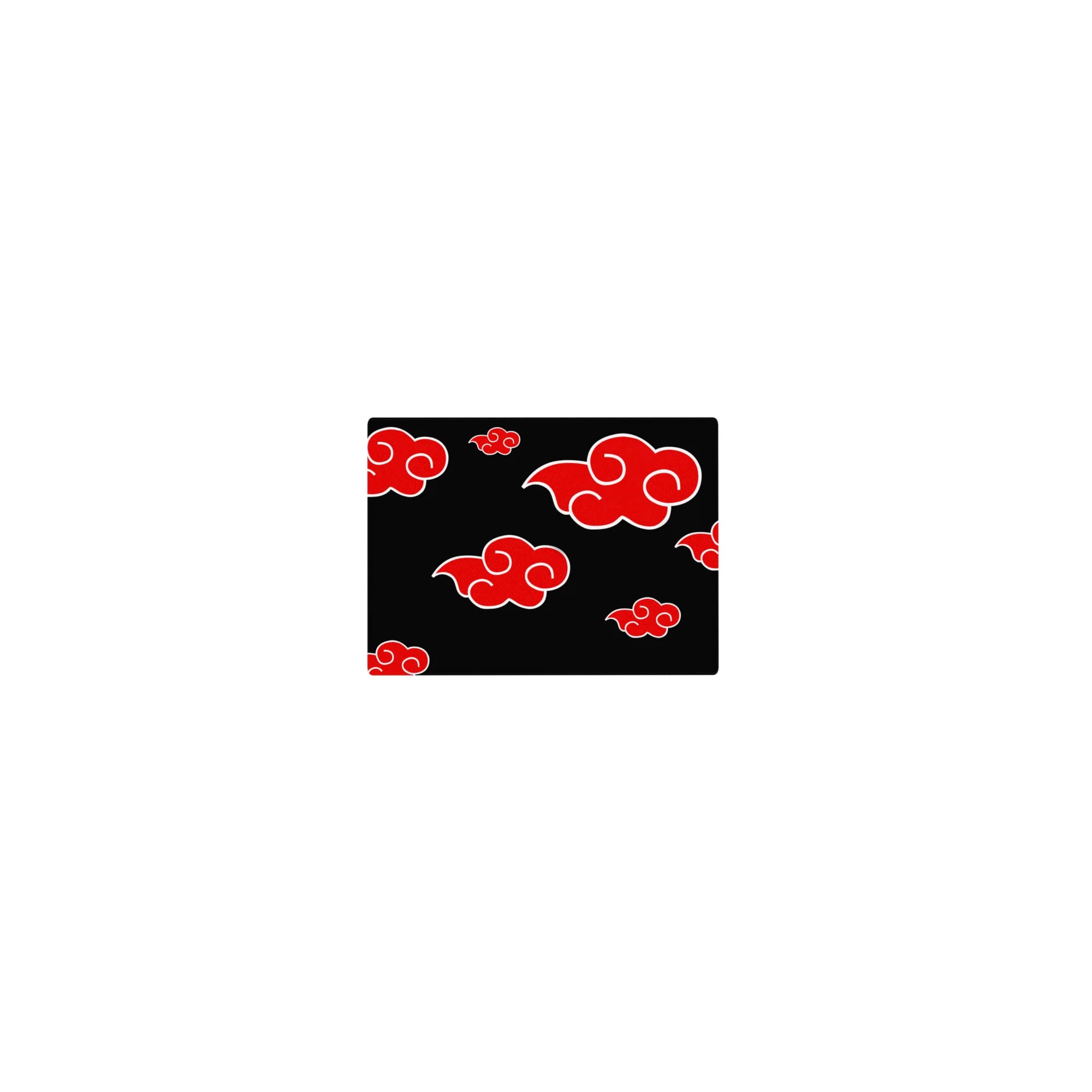 Akatsuki red cloud pattern anime mouse pad, classic 14x10 inches, black background with white outlines.