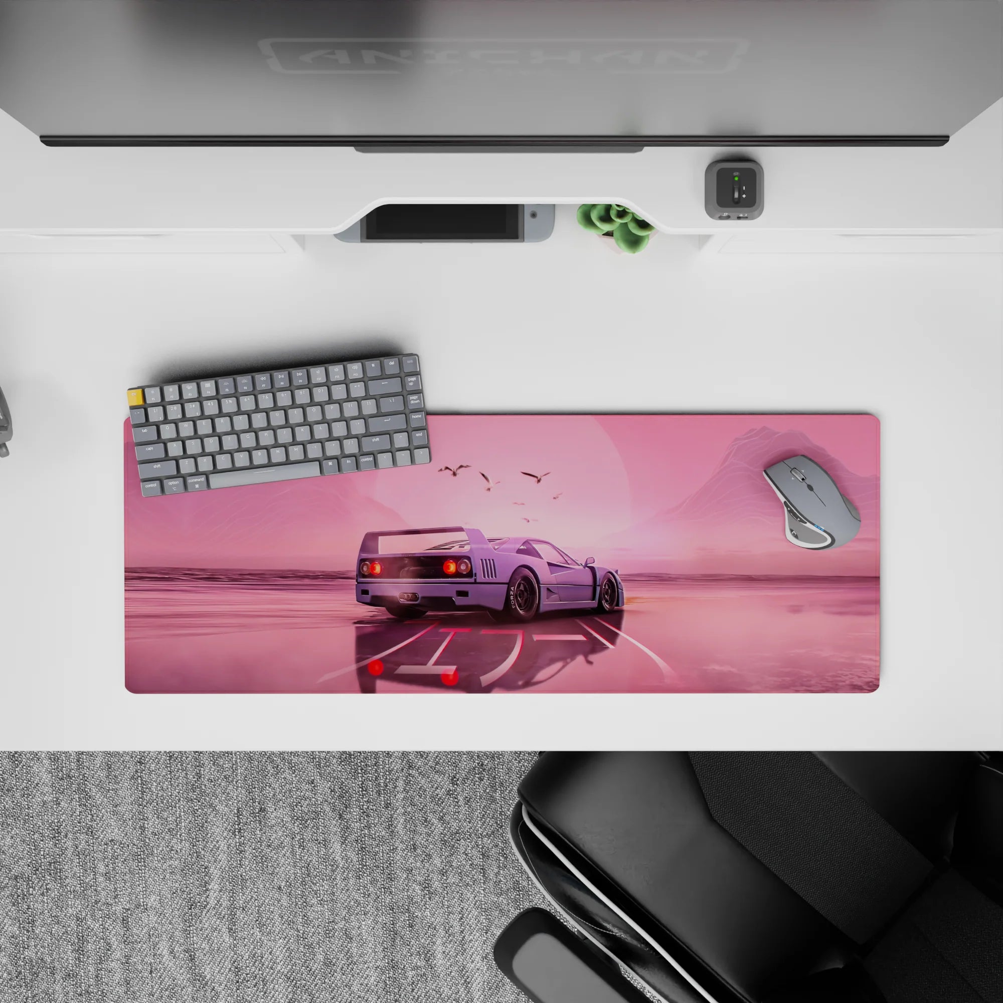 Retrowave - Vaporwave Deskmat | Mousepad | Deskpad - Blush Horizon Drive - AniChan