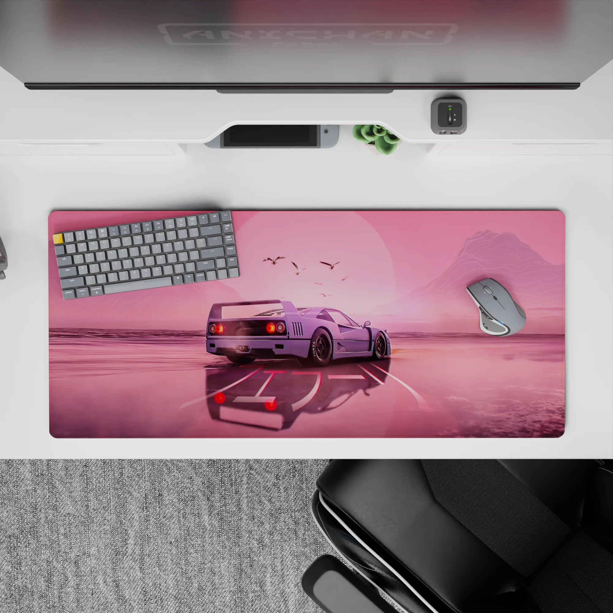 Retrowave - Vaporwave Deskmat | Mousepad | Deskpad - Blush Horizon Drive - AniChan