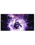 32x16 inches anime mouse pad with stormy lightning warrior design, shattered shards and rain streaks.