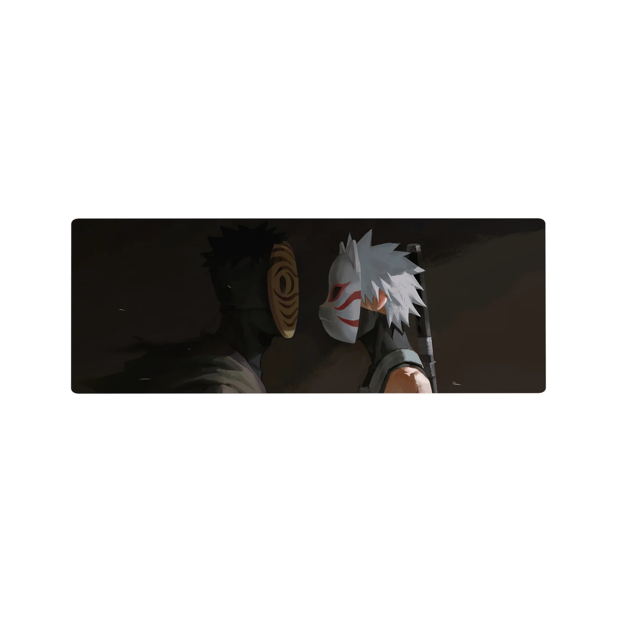 Naruto Obito vs Kakashi ANBU mask extended anime mouse pad desk mat, 32x12 inches.