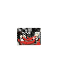 Classic anime girl mouse pad 14x10 inches with two girls, checkerboard backdrop, bold poster-style line art.