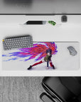 Anime mouse pad 32x12 inches featuring Touka Kirishima from Tokyo Ghoul, mid-strike with her kagune and vivid colors.
