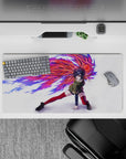 Anime mouse pad 32x16 inches featuring Touka Kirishima from Tokyo Ghoul, showcasing her vibrant kagune in dynamic action.