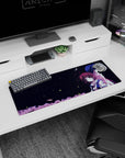 32x12 inches anime mouse pad showing a sailor-uniform girl and dark-haired boy beneath stars and crescent moon.