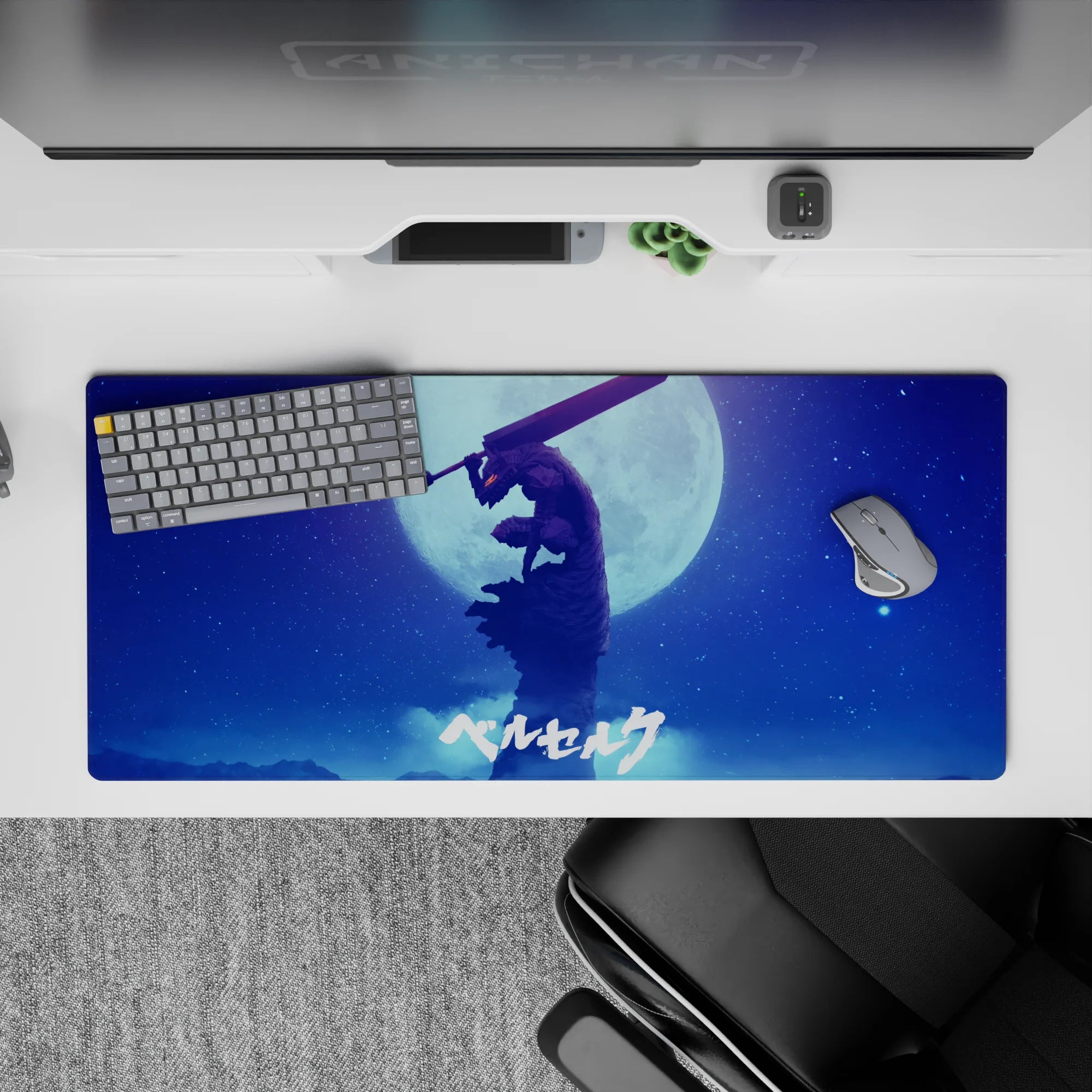 Berserk Deskmat | Mousepad | Deskpad - Moonlit Warrior’s Vigil - AniChan