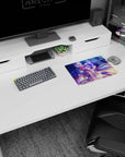 Silver-haired hero beside purple-haired girl casting a glowing orb, anime mouse pad 14x10 inches.