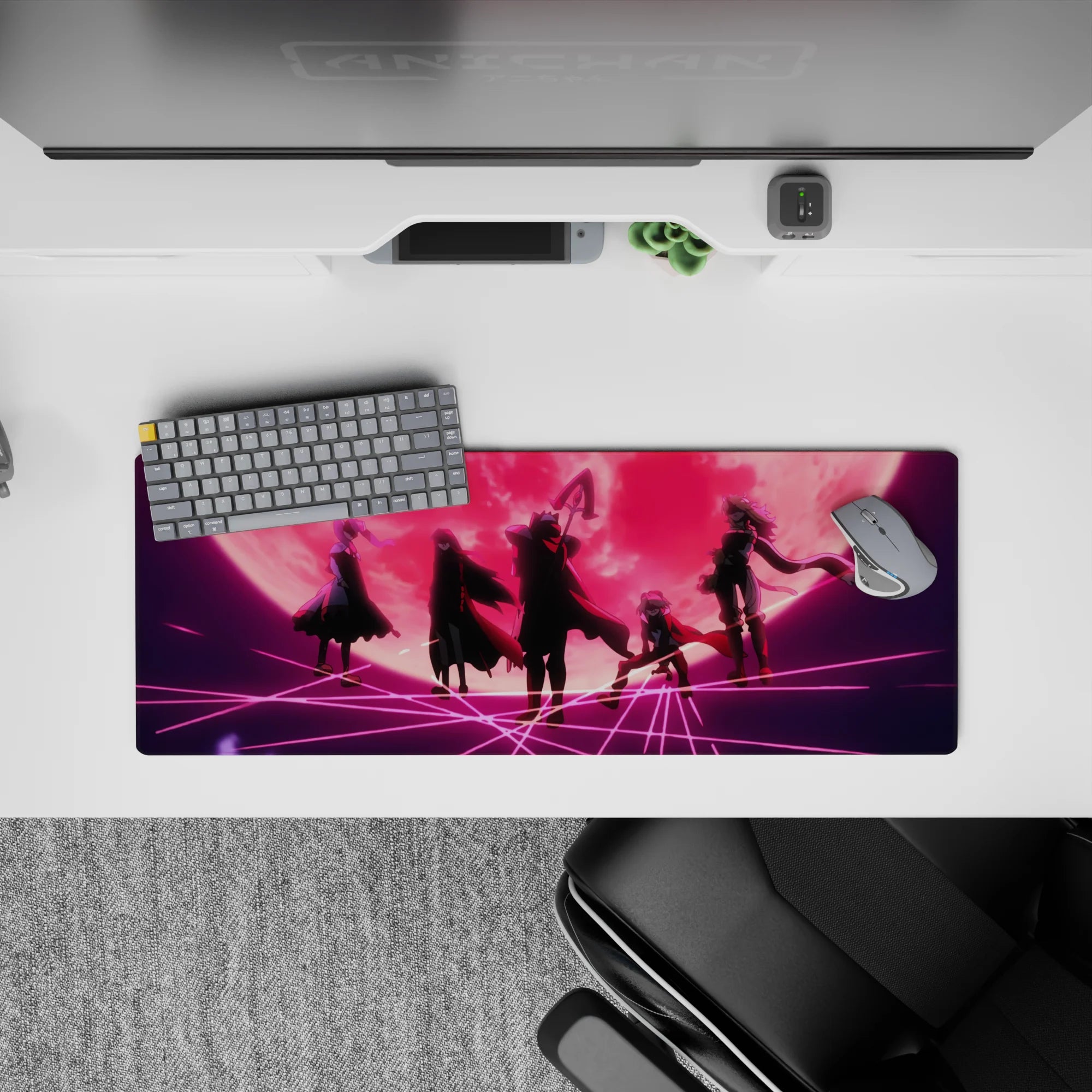 32x12 inches mouse pad with Akame, capturing deep shadows, steel glare, and a frozen frame of sharp action for an intense AOT look.